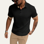 The Cedarcrest Park Men’s Elegant Textured Polo Shirt with Contrast Collar – view 2