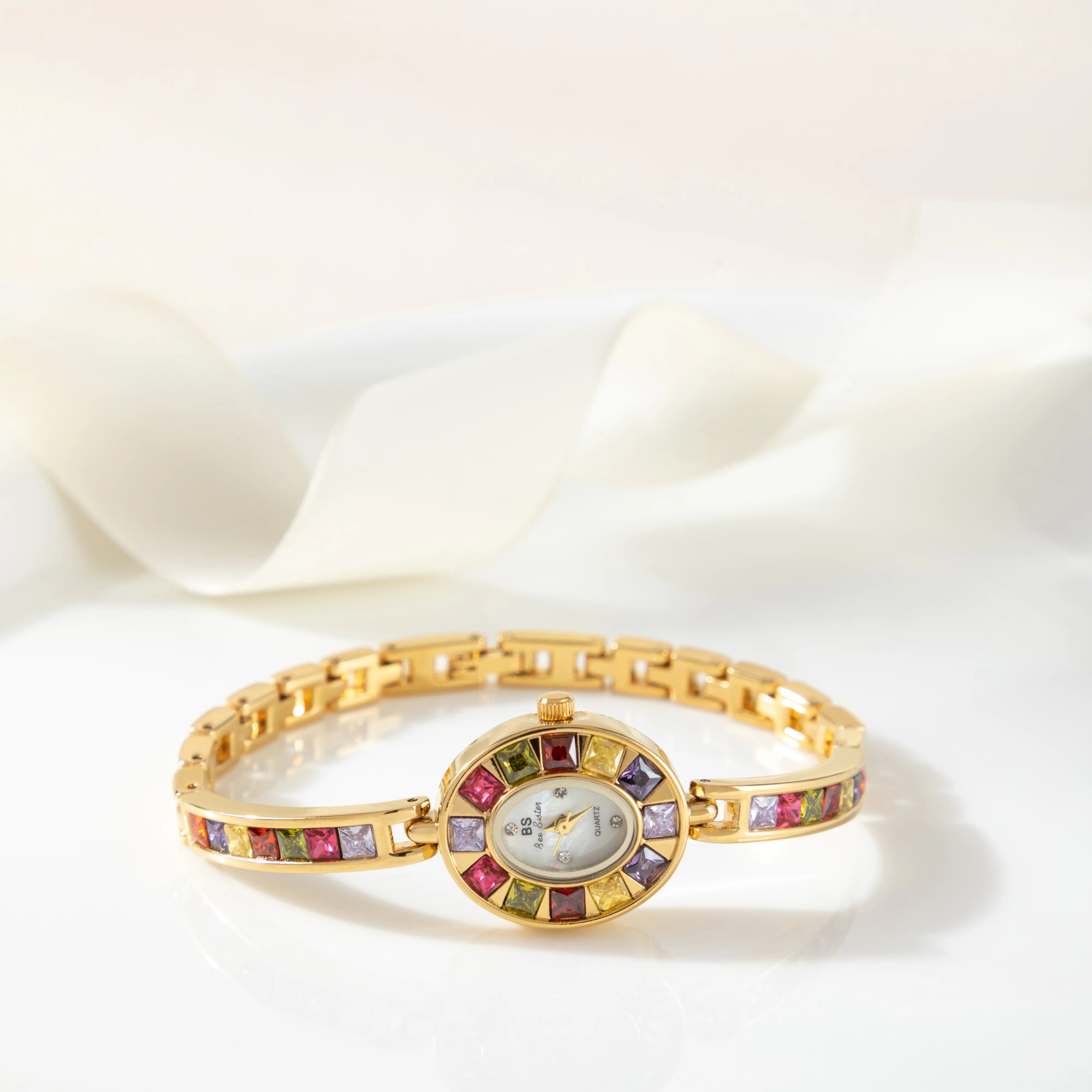 Klara® - Elegant Gold Watch Adorned with Vibrant Crystals – view 3