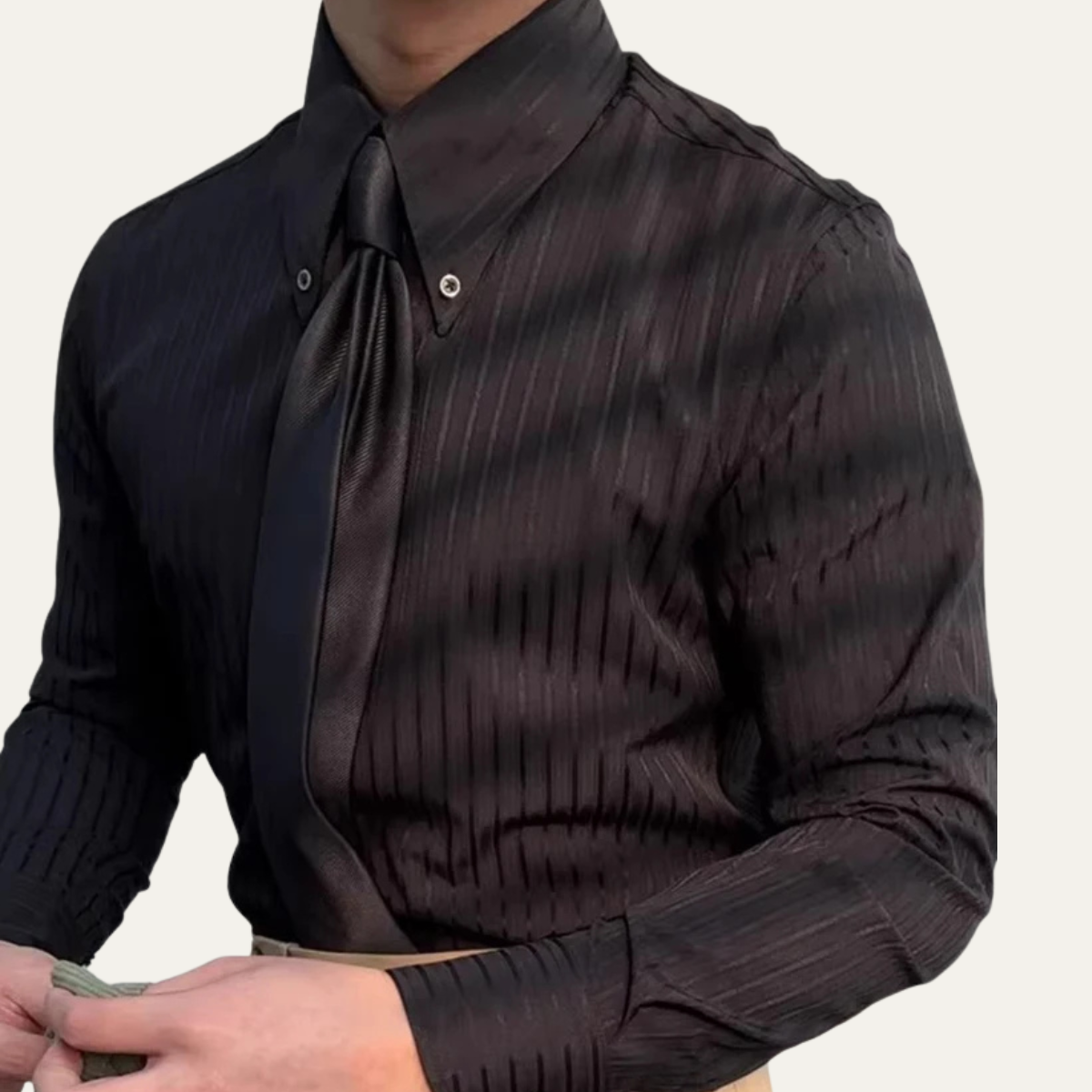 The Harrington Men’s Vintage Shirt – Turn Down Collar Button Up Dress Shirt – view 2