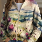 Siofra tartan landscape zip cardigan for women | Ellie Dublin