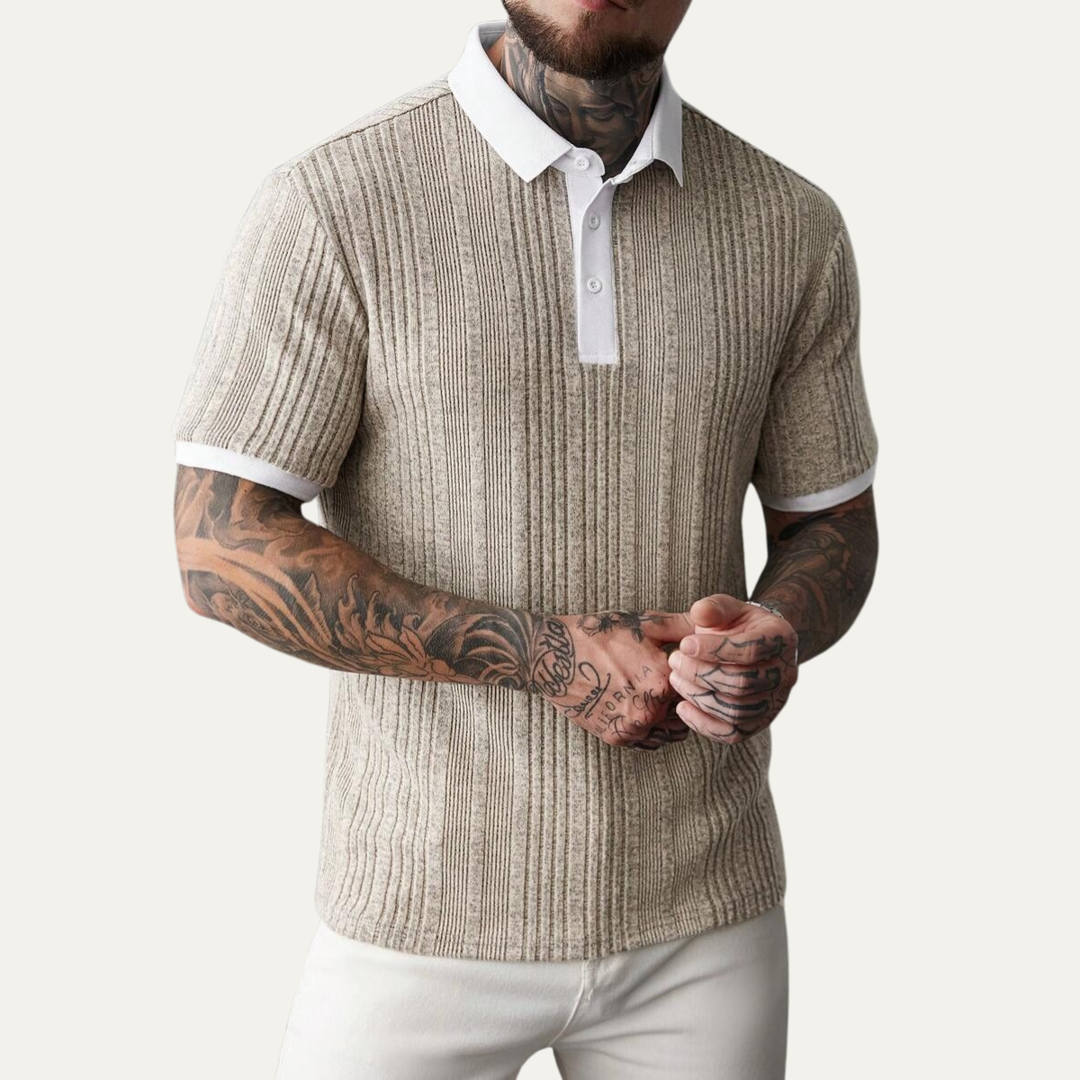 The Glenfall Ridge Men’s Ribbed Knit Casual Polo Shirt – view 6