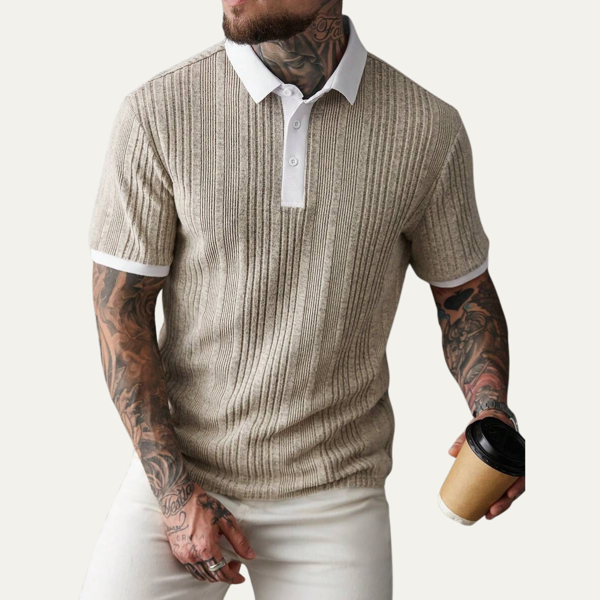 The Glenfall Ridge Men’s Ribbed Knit Casual Polo Shirt – view 7