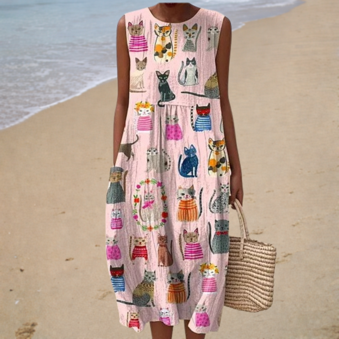 Océane - Comfortable Sleeveless Summer Dress – view 2