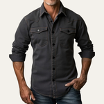The Glenwood Court Men’s Vintage Dark Grey Denim Shirt – view 2