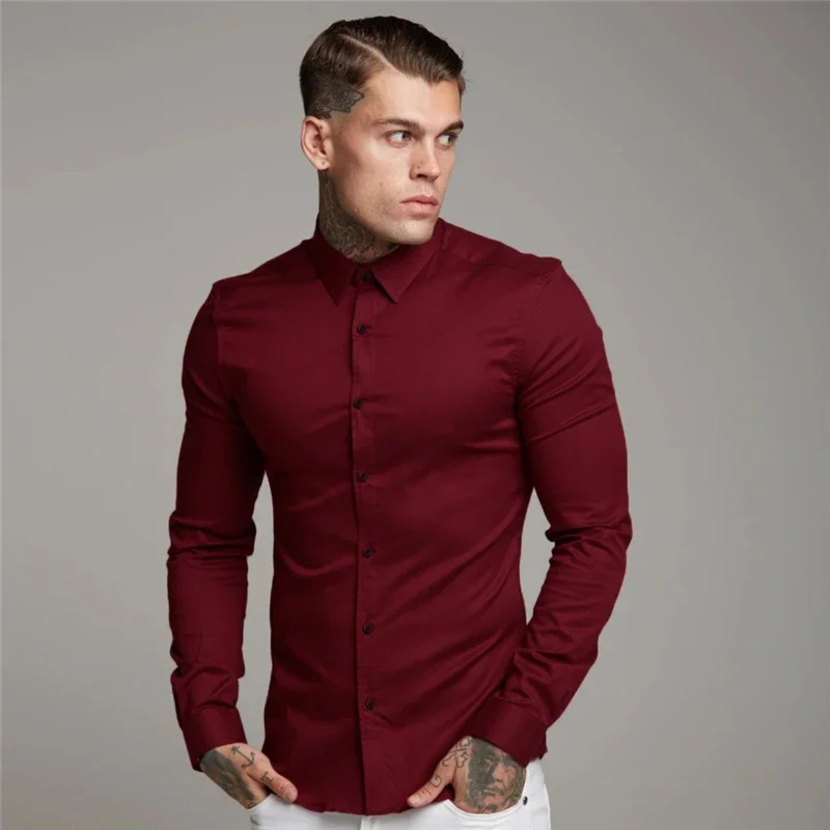 The Biarritz Men’s Smart Casual Button Up Slim Fit Dress Shirt – view 2
