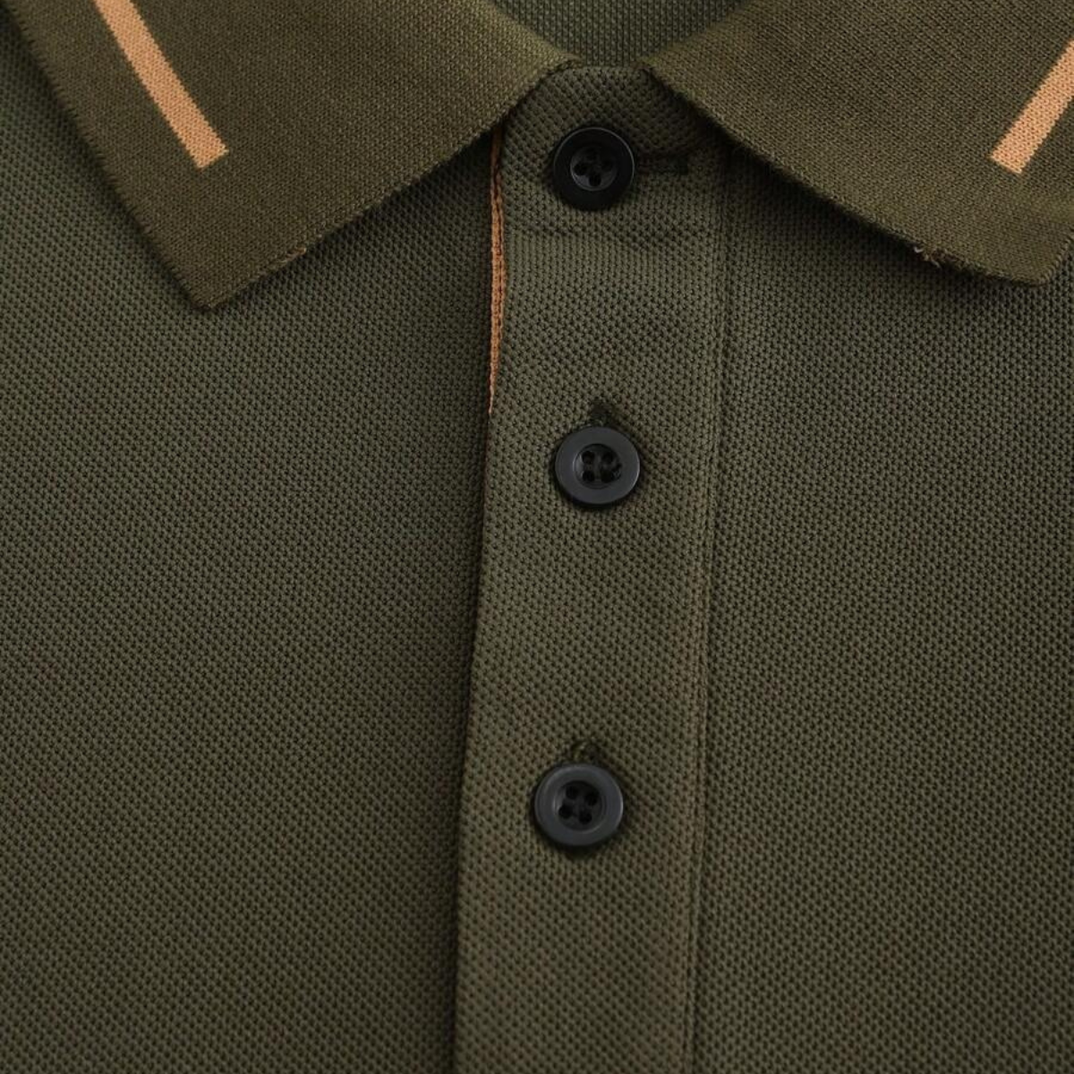 The Meadowcrest Ridge Men’s Polo Shirt with Contrast Trim – Army Green – view 4