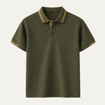 The Meadowcrest Ridge Men’s Polo Shirt with Contrast Trim – Army Green