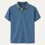 The Meadowcrest Ridge Men’s Polo Shirt with Contrast Trim – Blue