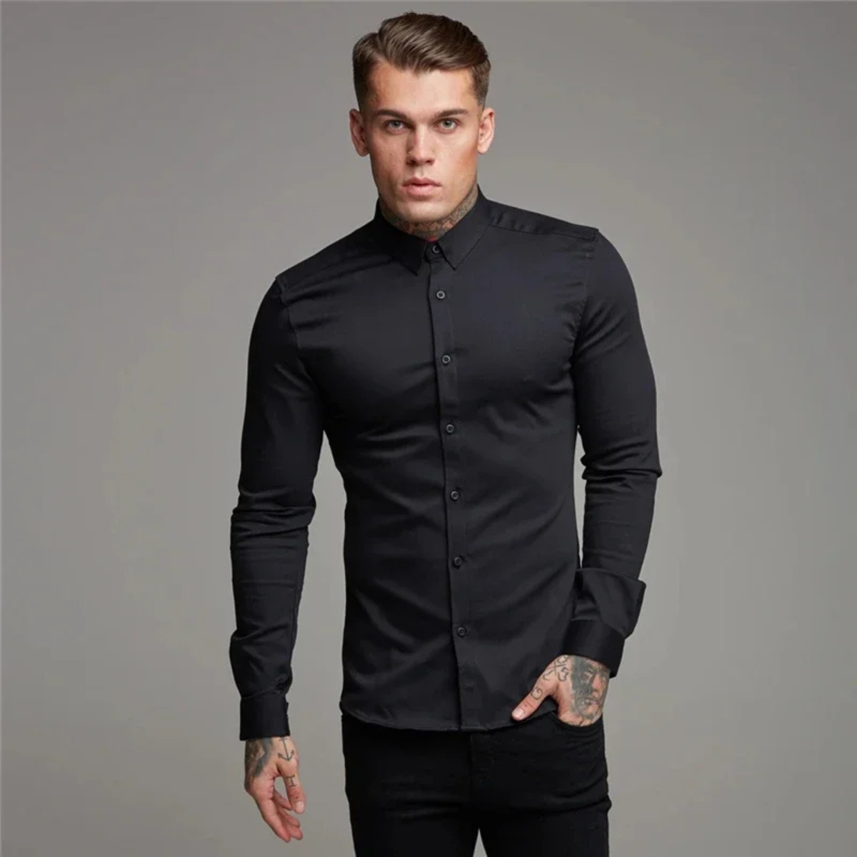 The Biarritz Men’s Smart Casual Button Up Slim Fit Dress Shirt – view 8