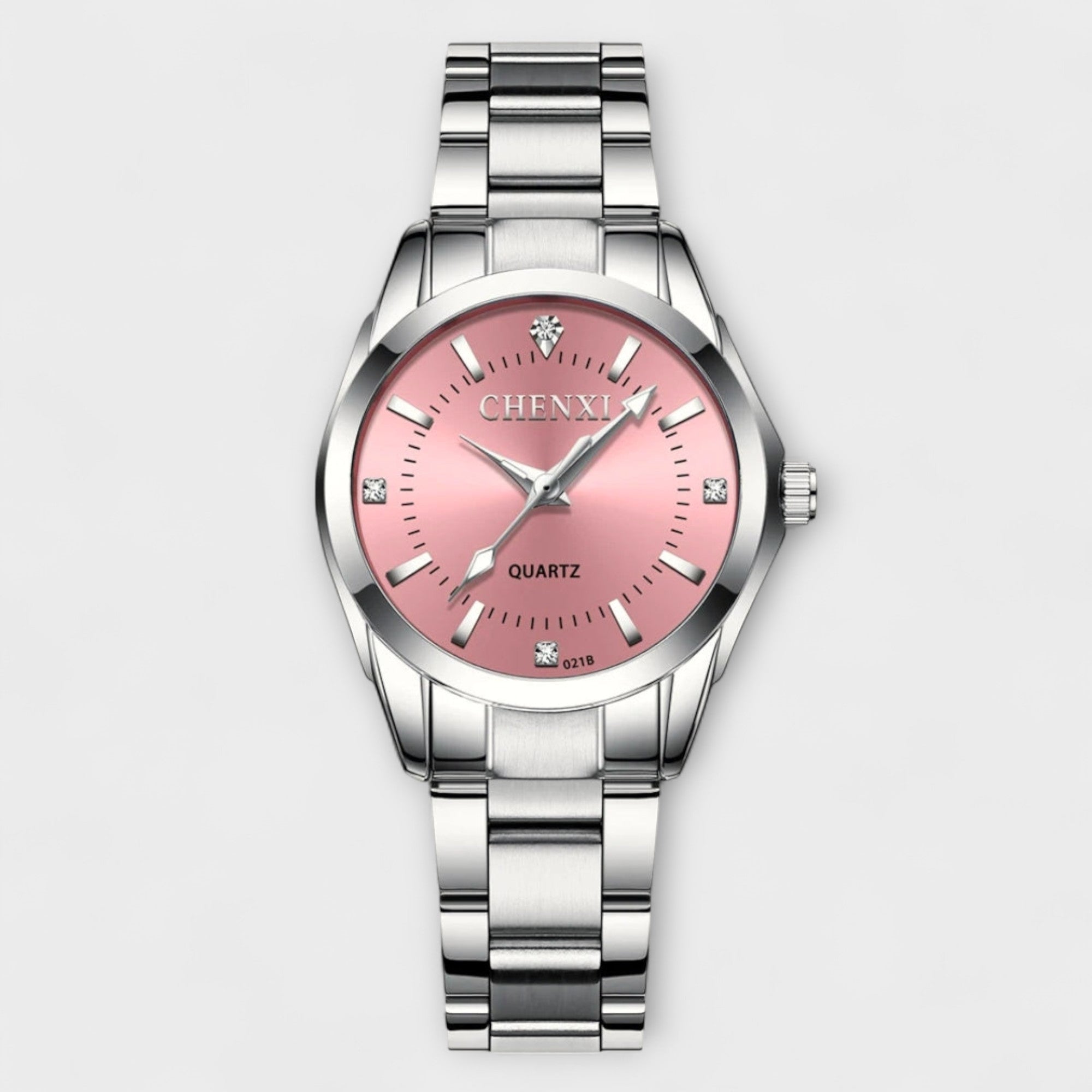 Nika® Silver Watch featuring a Pink Dial