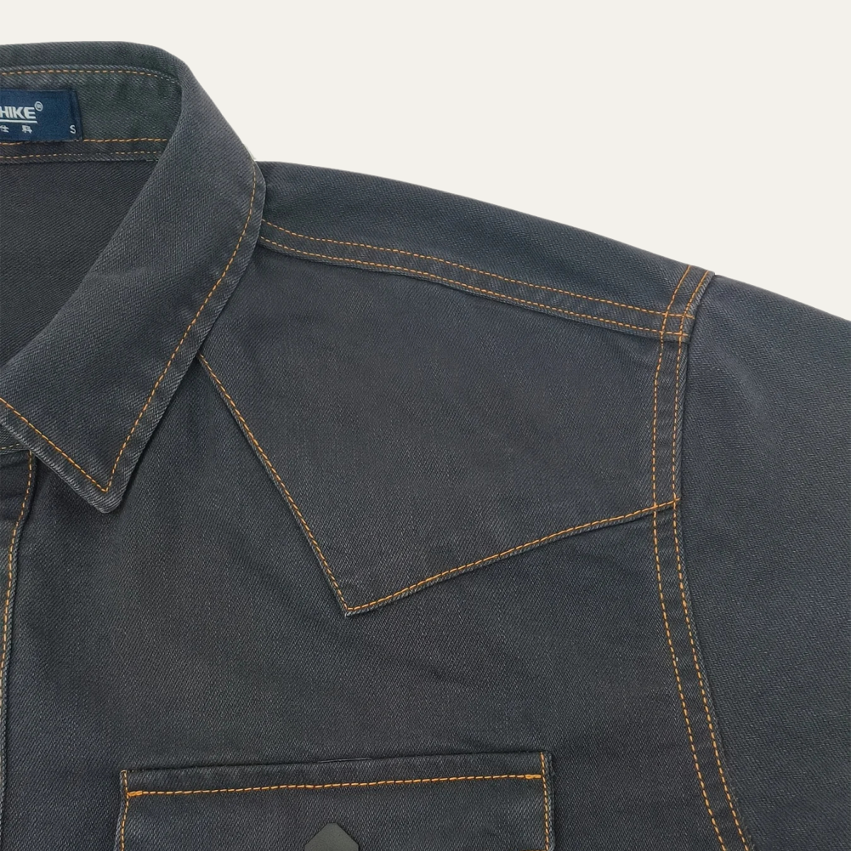 The Glenwood Court Men’s Vintage Dark Grey Denim Shirt – view 5