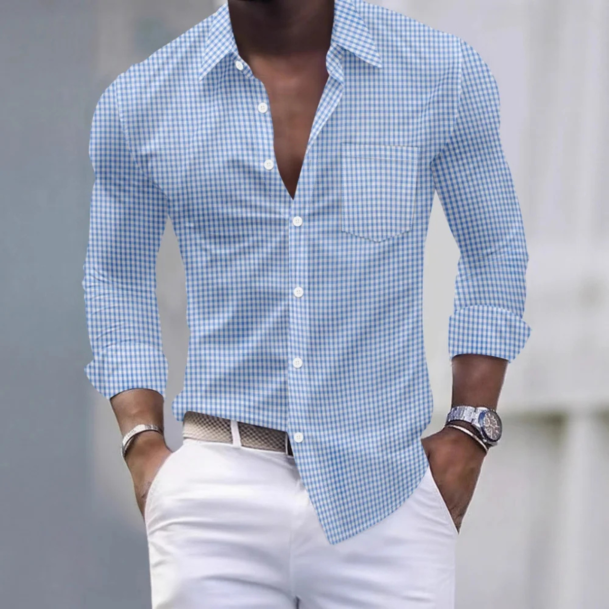 The Ashmont Men’s Slim Fit Gingham Long Sleeve Button Down Shirt – view 2