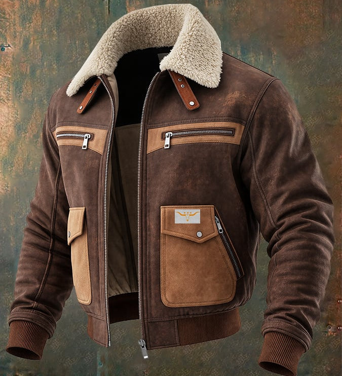 Fran | Cozy Sherpa-Collared Brown Minka Bomber Jacket