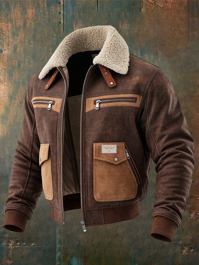 Fran | Cozy Sherpa-Collared Brown Minka Bomber Jacket