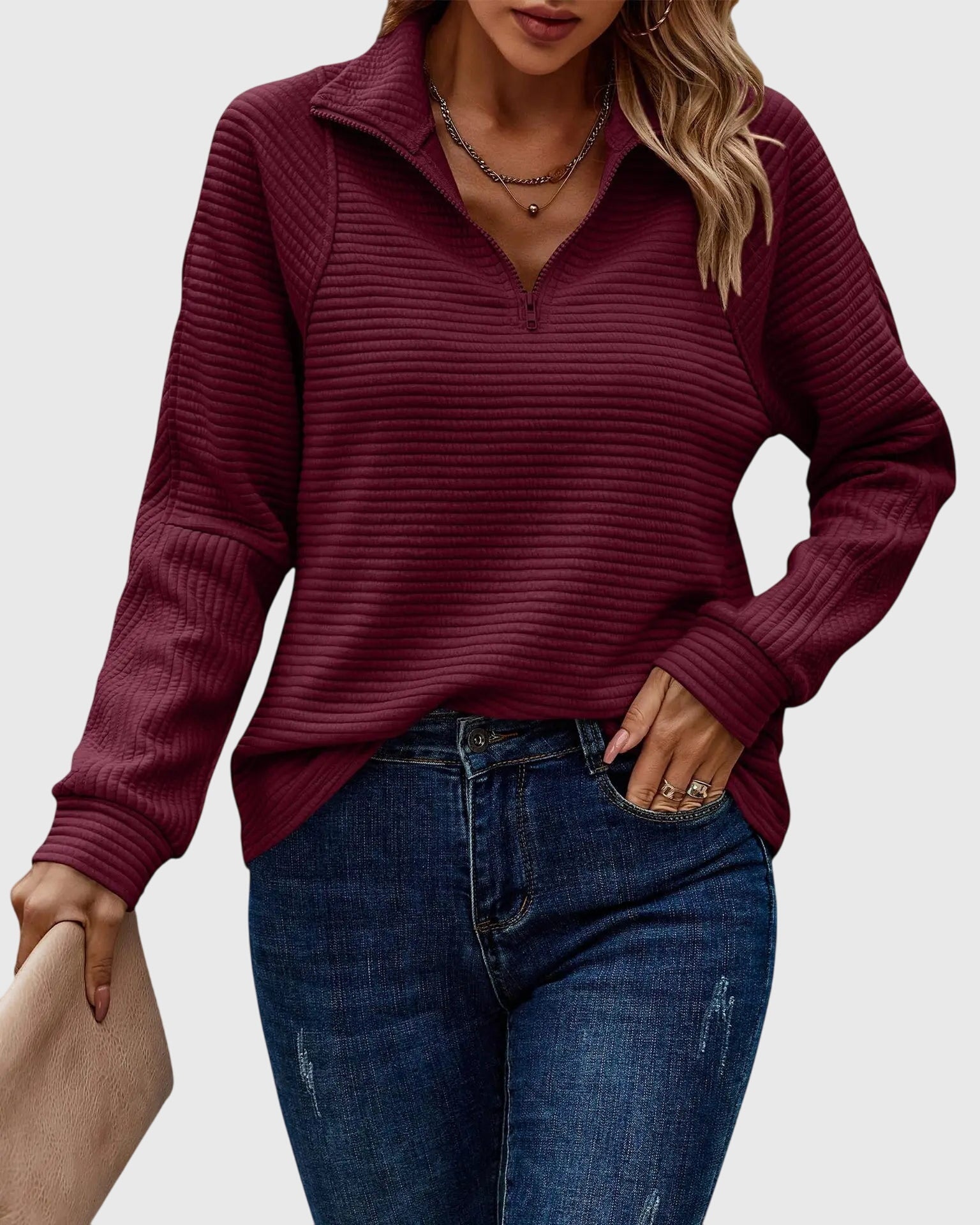 Christine | Stylish Half-Zip Sweater – view 6