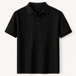 The Stonebrook Ridge Men’s Casual Textured Polo Shirt – Black