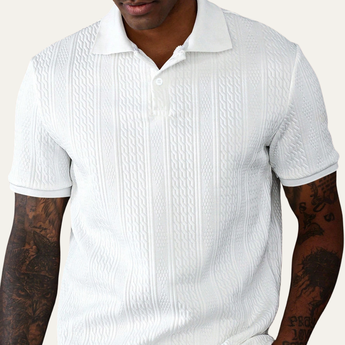 The Stonebrook Ridge Men’s Classic Textured Polo Shirt – White – view 3