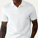 The Stonebrook Ridge Men’s Classic Textured Polo Shirt – White – view 3