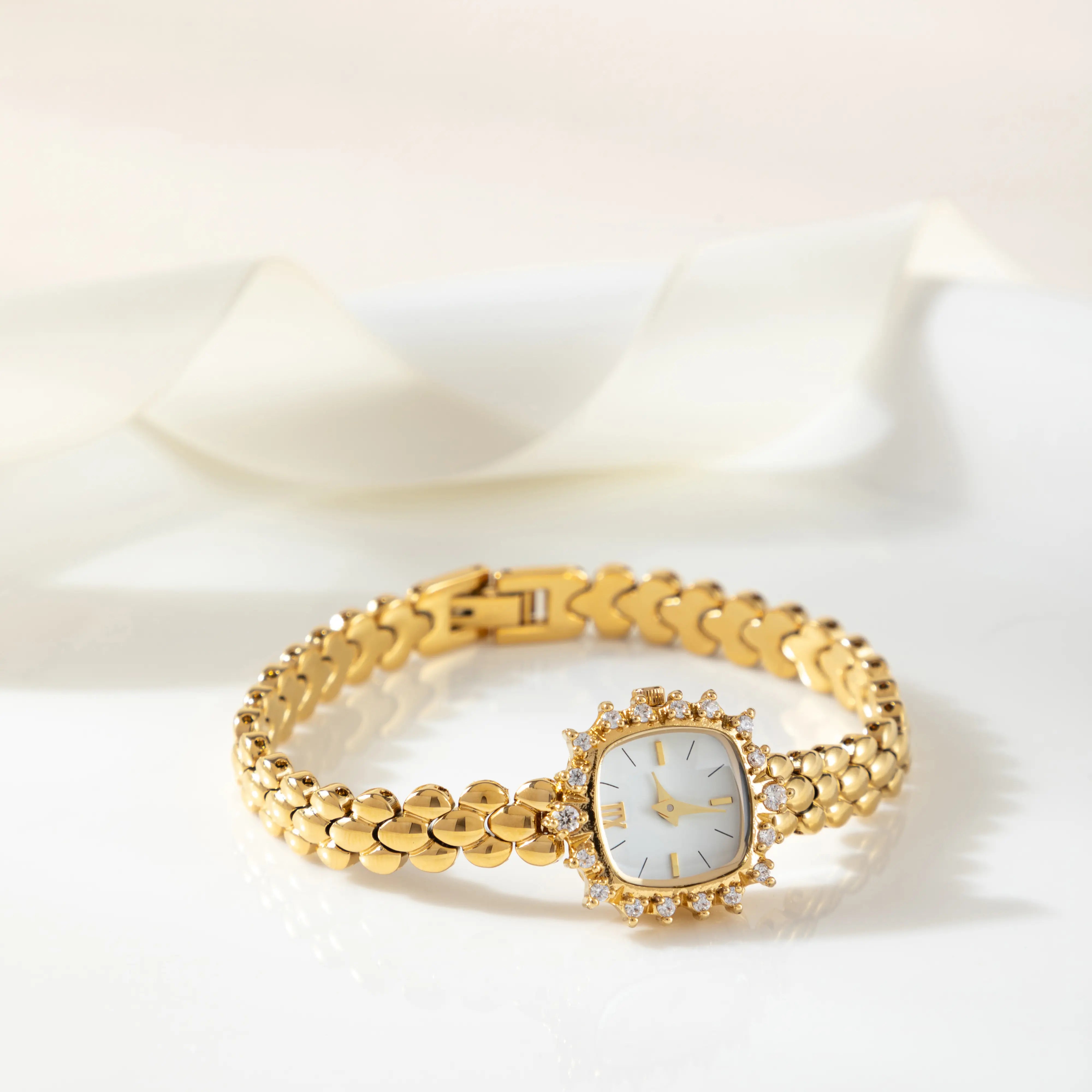 Lana® - Crystal-Accented Gold Watch with Woven Bracelet – view 3