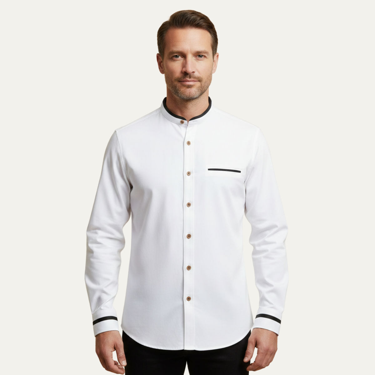 The Silverhaven Ridge Men’s Standing Collar Business Button-Up Shirt – view 8