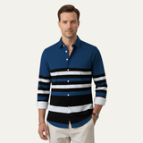 The Glenpark Men’s Modern Colour Block Striped Trendy Shirt – view 4