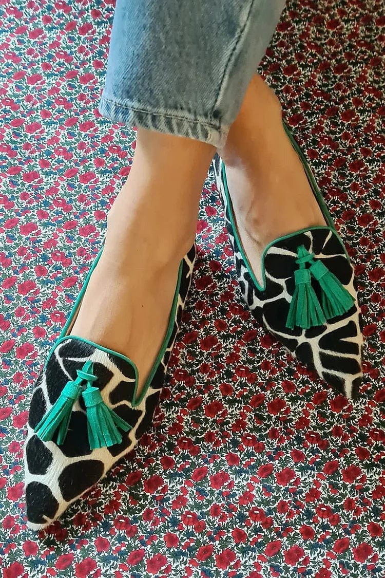 Orlaith pointed-toe animal print loafers for women | Ellie Dublin