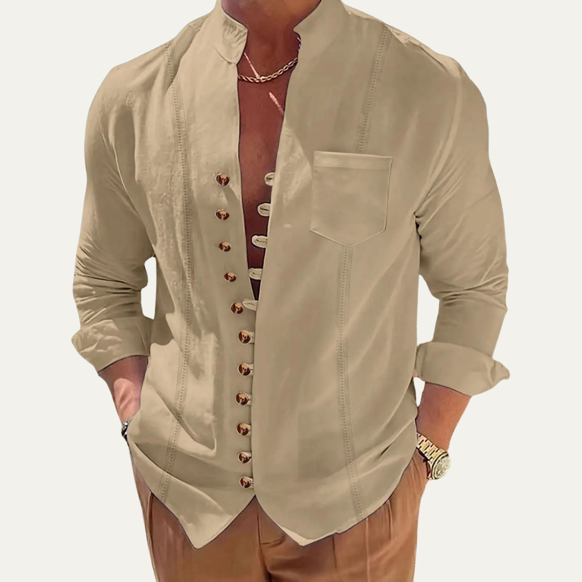 The Riverview Men’s Retro Multi Button Casual Summer Shirt – view 3