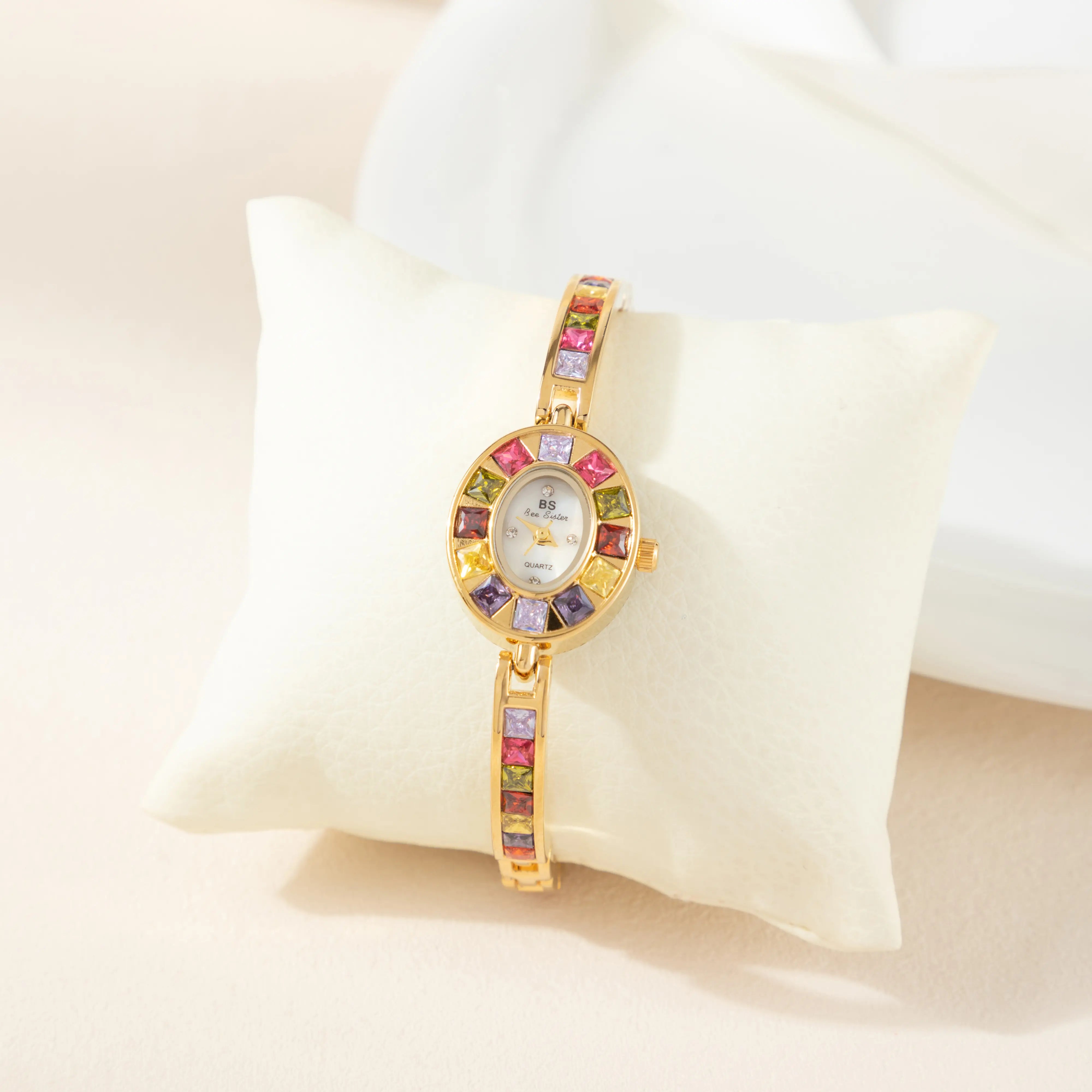 Klara® - Elegant Gold Watch Adorned with Vibrant Crystals – view 4
