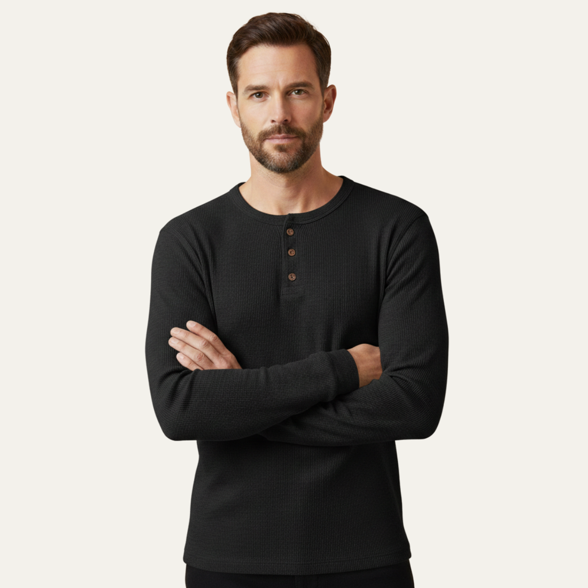 The Glenhurst Park Men’s Slim Fit Thermal Waffle Knit Henley Shirt – view 6