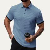 The Brookside Park Men’s Classic Textured Polo Shirt with Contrast Collar – view 3