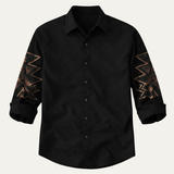 The Westbury Hill Men’s Two Tone Patchwork Western Casual Denim Shirt – view 3