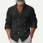 The Silverbrook Ridge Men’s Vintage Stand Collar Double Breasted Shirt – view 3
