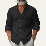 The Silverbrook Ridge Men’s Vintage Stand Collar Double Breasted Shirt – view 3