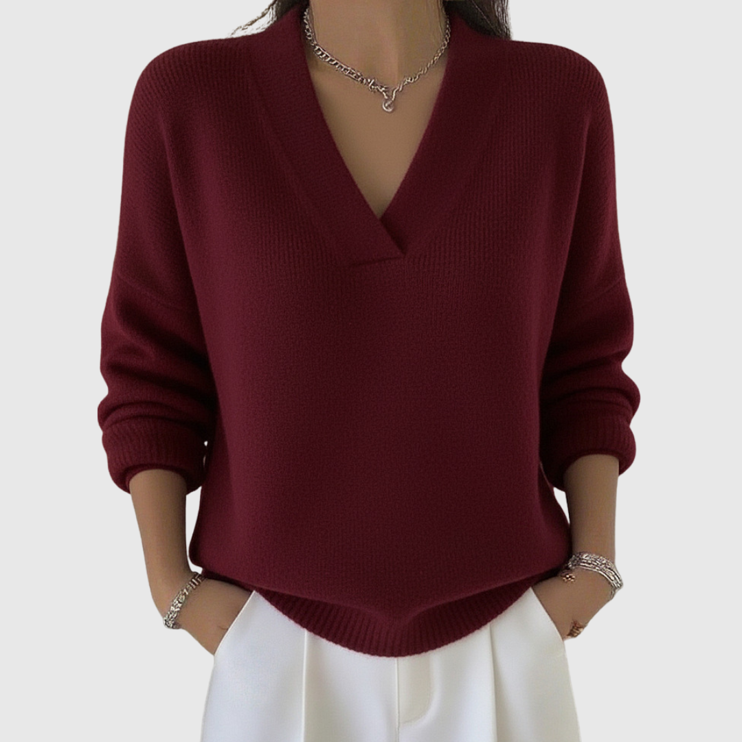 Faye | Relaxed Fit Soft V-Neck Sweater – view 4