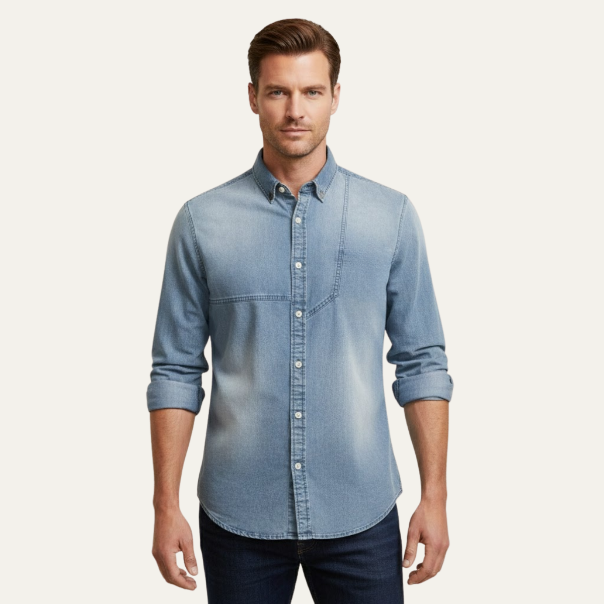 The Meadowford Men’s Slim Fit Cowboy Style Denim Shirt – view 2
