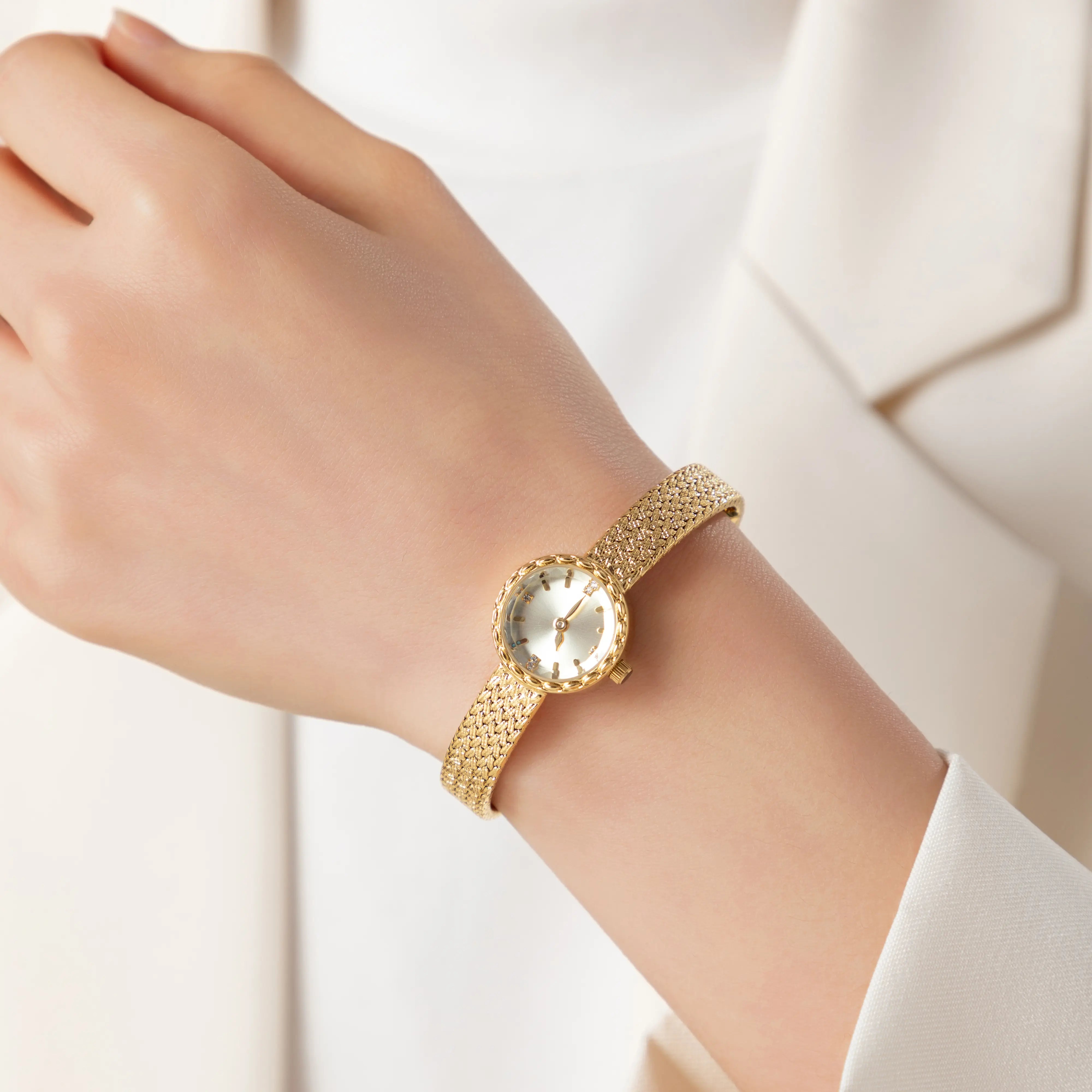 Iris® - Gold Timepiece with Braided Bracelet – view 2