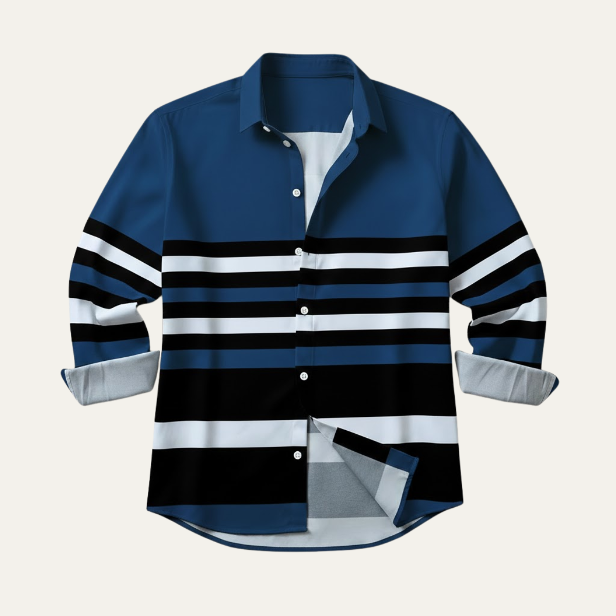 The Glenpark Men’s Modern Colour Block Striped Trendy Shirt – view 3