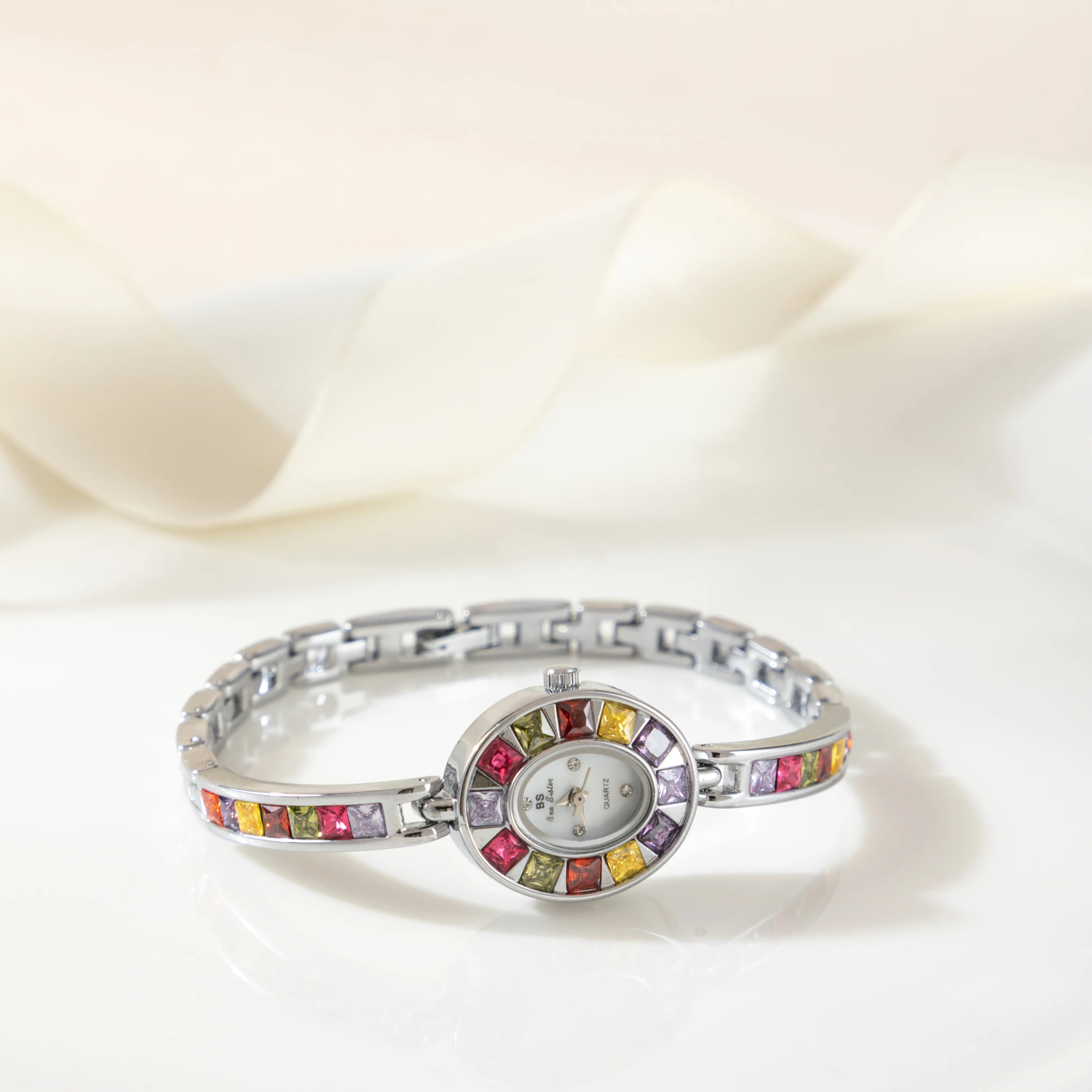 Klara® - Elegant Gold Watch Adorned with Vibrant Crystals – view 7
