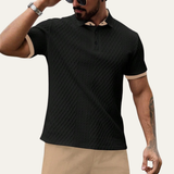 The Cedarcrest Park Men’s Elegant Textured Polo Shirt with Contrast Collar – view 3