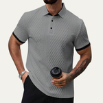 The Glenbrook Hill Men’s Casual Textured Polo Shirt with Contrast Collar – view 3