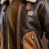 Karlo | Cozy Brown Jacket Featuring Sherpa Collar – view 2