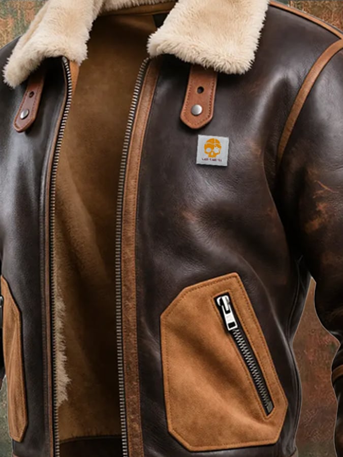 Karlo | Cozy Brown Jacket Featuring Sherpa Collar – view 2