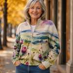 Siofra tartan landscape zip cardigan for women | Ellie Dublin