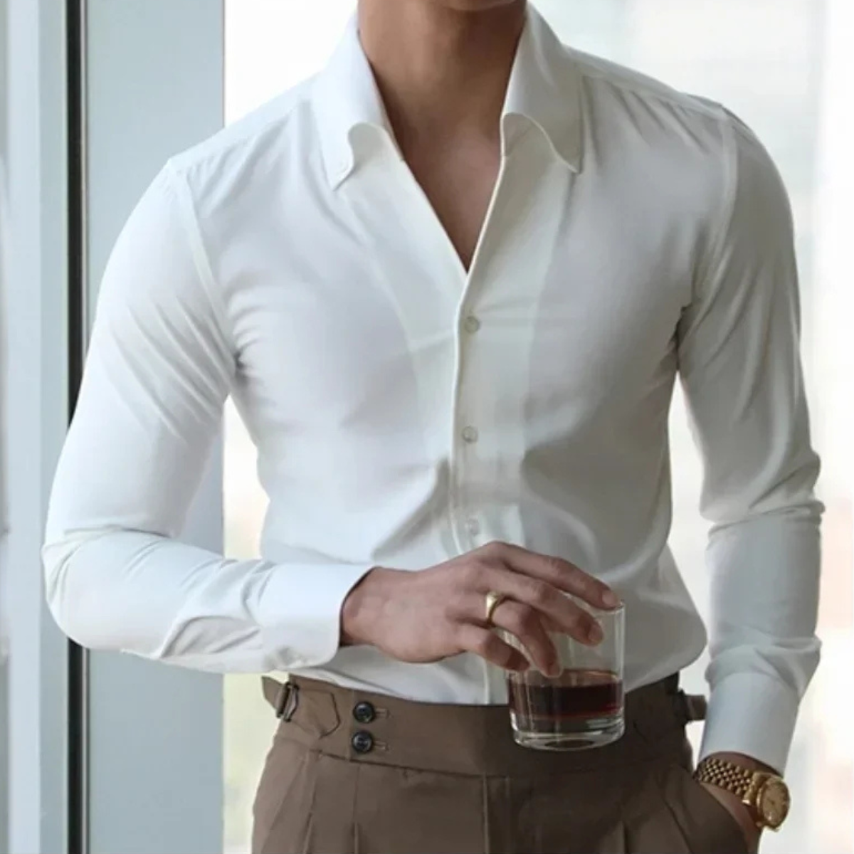 The Oakwood Park Men’s Collar Slim Fit Wrinkle Free Casual Shirt – view 8