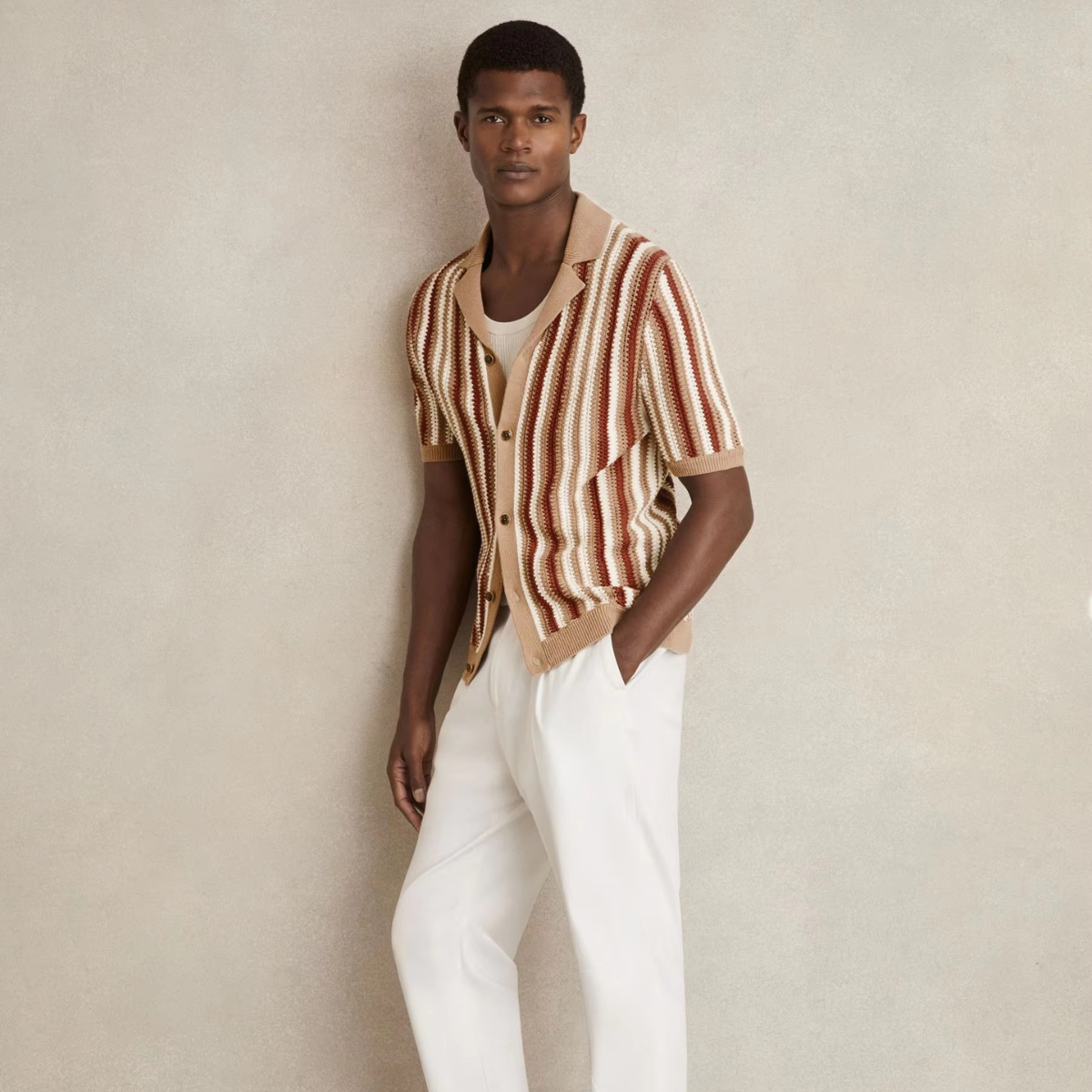 The Cedar Ridge Men’s Vintage Stripe Knit Button-Up Shirt – view 2