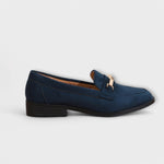 Rosaleen gold chain suede-effect loafers for women | Ellie Dublin