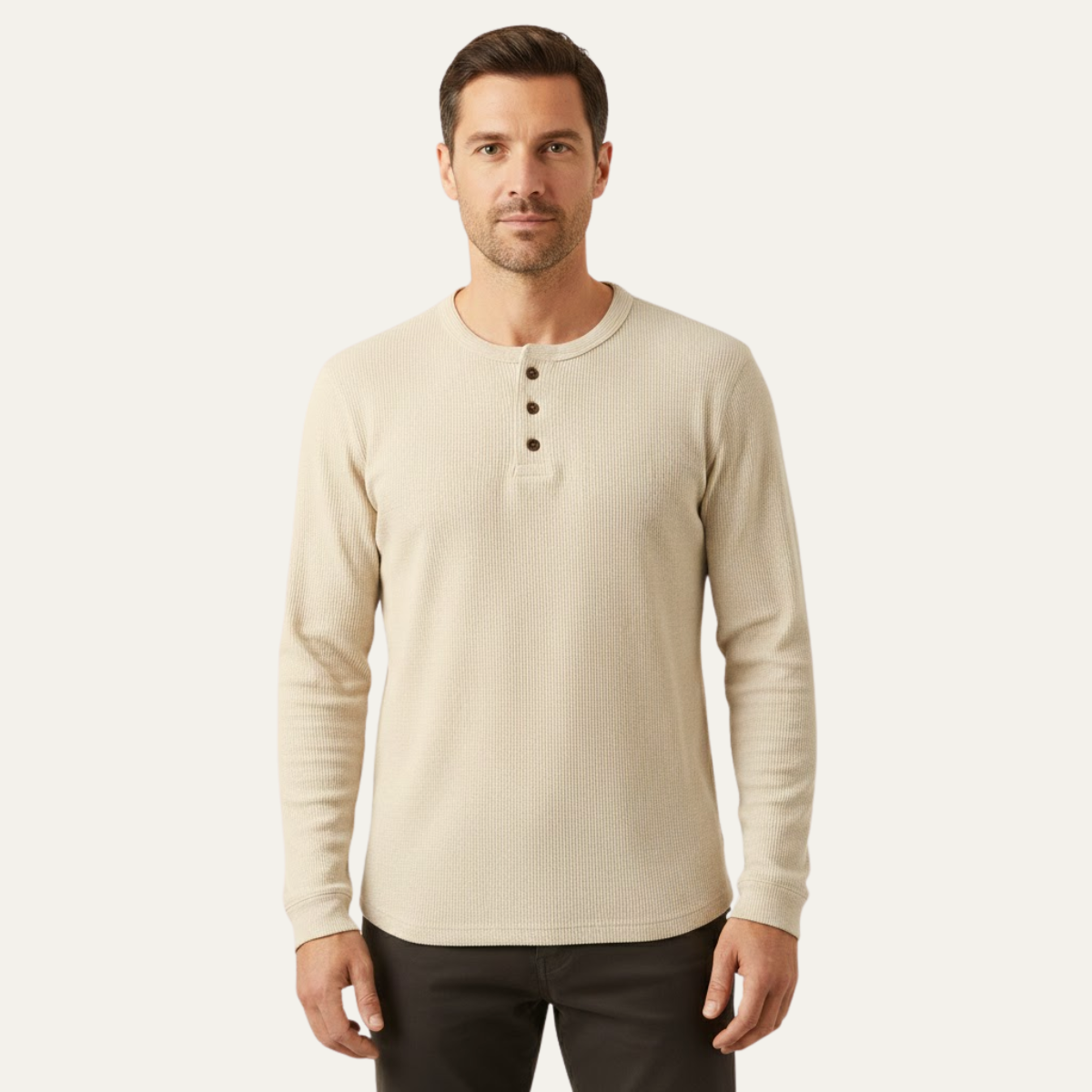 The Glenhurst Park Men’s Slim Fit Thermal Waffle Knit Henley Shirt – view 4