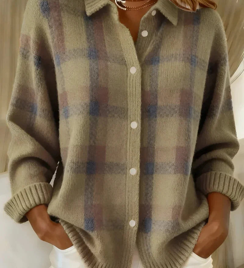 Taylor cosy checked knit cardigan for women | Ellie Dublin