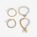 Stylish 4-Piece Gold Bracelet Collection – Snake Design, Pearls, and Link Styles
