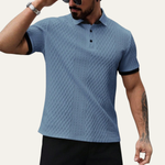 The Brookside Park Men’s Classic Textured Polo Shirt with Contrast Collar – view 4